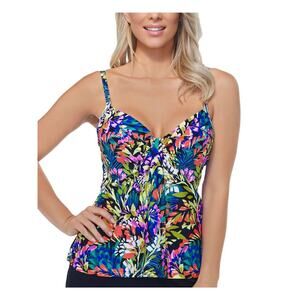 Island Escape Tankini Top Womens Size 6 Underwire Pink Blue Resort Beach NEW